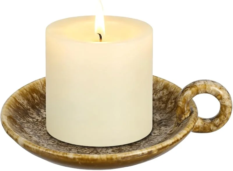 Visita la tienda de PATIKIL PATIKIL Portavelas Cerámica Plato Soporte Velas Khaki Vintage Plato Redondo — Cena a la luz de velas