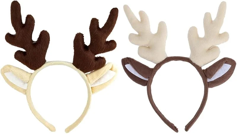 Amosfun 2 diademas de reno con cuernos de reno para Navidad, festivales, carnaval, para niños — Ropa Navidad