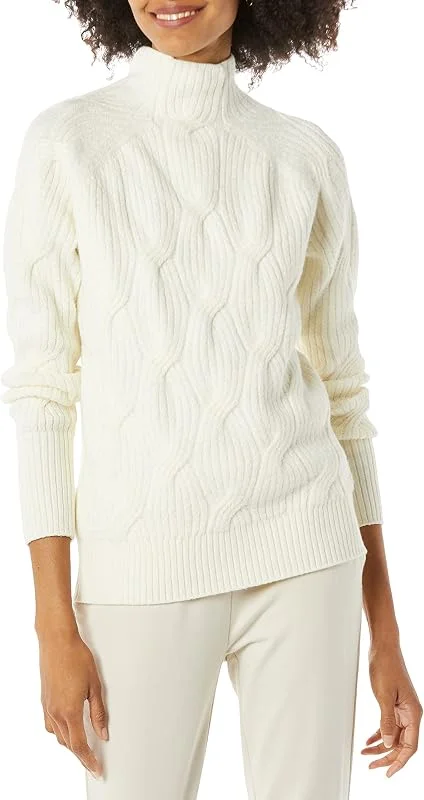 Visita la tienda de Amazon Essentials Amazon Essentials Suéter Grueso de Corte Estándar y Punto Trenzado con Cuello en Forma de Embudo y Suave al Tacto Mujer — Ropa Navidad