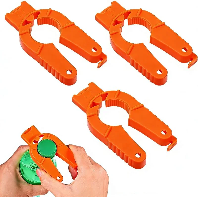 Ymapinc 3 abrebotellas multifunción, abridor de botellas de agua de plástico para personas mayores, abridor de tarros, abridor de tapas de botellas, naranja, fácil agarre para manos artríticas — Vino y mesa festiva