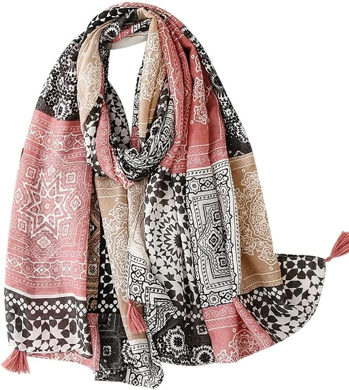 FAIRYGATE Bufanda mujer viscosa poliéster XXL multicolor bufandas y chales para niñas regalo — Ropa Navidad