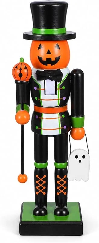 Visita la tienda de TOPBATHY TOPBATHY Figura de soldado cascanueces de madera hecha a mano para Halloween, diseño de calabaza espeluznante, material de madera, decoración festiva para el hogar, estudio, mesa, decoración única de — Decoracion Navidad
