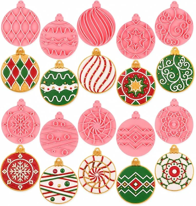 PTaizjjz 10 cortadores de galletas de Navidad, cortadores de galletas de plástico, bolas de Navidad para hornear galletas, decoraciones de Navidad — Hogar y cocina