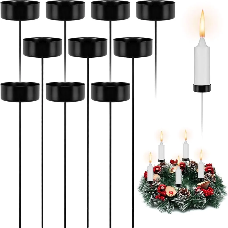 DELAESI 10 portavelas, corona de Adviento para decoración de mesa de Navidad — Adviento y mesa