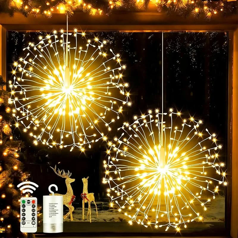 Visita la tienda de Joycome Joycome Luces Navidad Exterior 2 Piezas 198 LED Luces Fuegos Artificiales — Decoracion Navidad