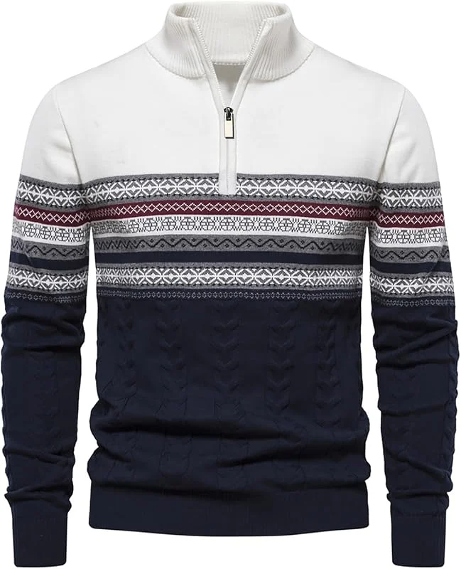 Visita la tienda de Genfien Genfien Jersey para Hombre Cuello Alto con Cremallera 100% algodón — Ropa Navidad