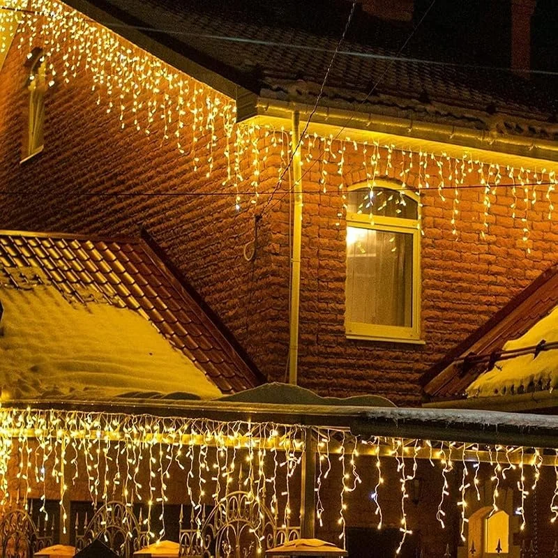 LEDYA 18M 500 LED Luces Navidad Exterio, Guirnalda Luces de Cascada con 8 modos y temporizador, IP65 Impermeable para Decorar Jardín, Aleros, Patios, Blanco Cálido