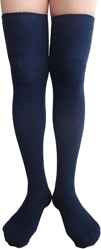 AUSUAYA Las mujeres de algodón grueso por encima de la rodilla calcetines calientes de punto, cable de punto muslo calcetines altos calentadores de pierna de invierno largo CL-W1 — Ropa Navidad