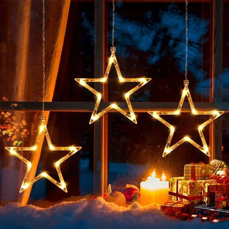 Visita la tienda de Ulinek Cortina de Luces Navidad, 30LEDs 3 Estrellas Cadena Luz LED Navideña — Decoracion Navidad