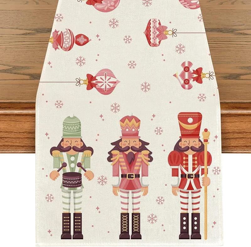 palasasa Camino de Mesa Navidad Lino Cascanueces Mantel Decoración de Mesa de Halloween para Invierno Fiestas en Casa para Sala Interior Exterior Festival 40 x 180cm，Rosa — Hogar y cocina