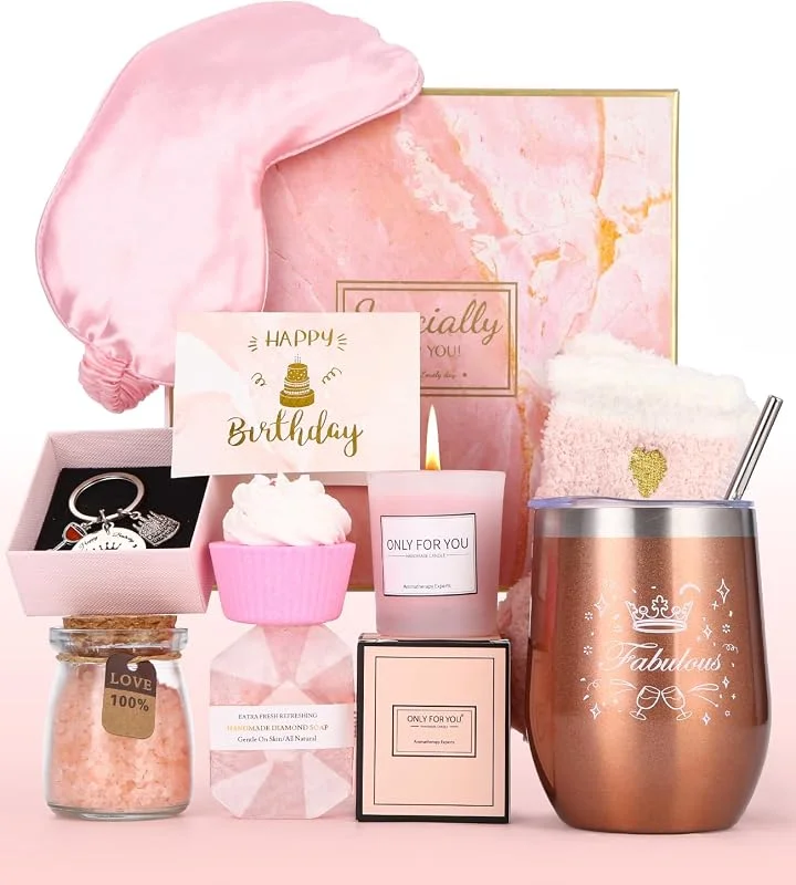 Ixydor Regalos de Cumpleaños para Mujeres, Regalos Originales Cumpleanos para Mujer, Regalos para Mujeres Cumpleaños Unicos, Regalos para Mujer Amiga Mama Esposa San Valentin Caja de Rgalo Aniversario — Vino y mesa festiva