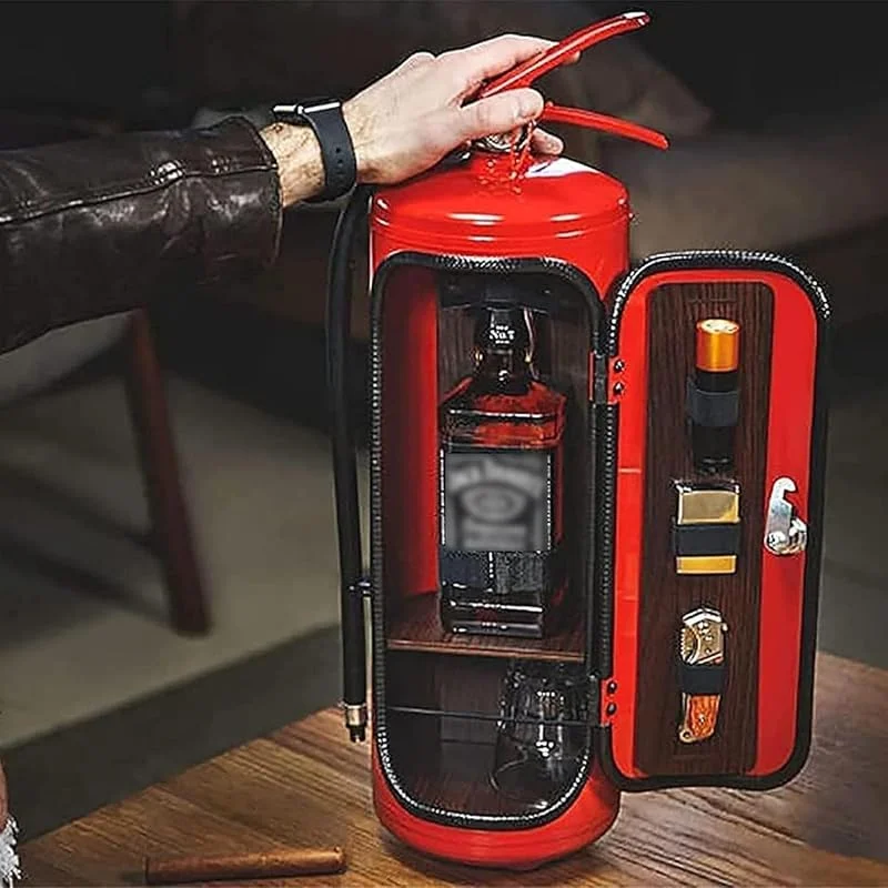YYCFB Mini Minibar Extintor, Novedad Mini Minibar Extintor para Bombero Amoroso, Cajas de Almacenamiento de Vino, Regalo Mini Metal Hecho A Mano, Rojo — Vino y mesa festiva