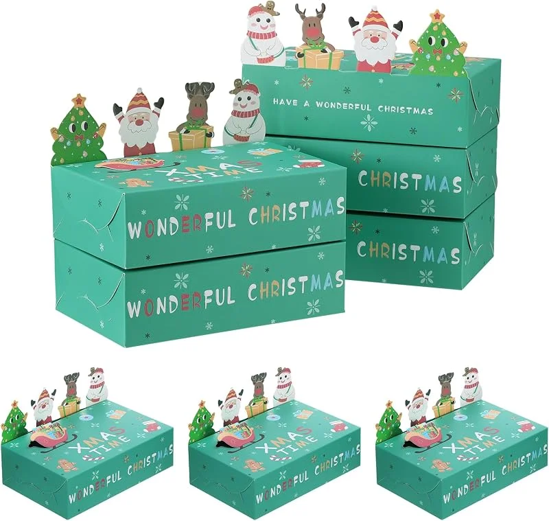 HSEAMALL Cajas de regalo de fiesta de Navidad, cajas de dulces de papel kraft, pequeñas cajas vacías para regalos, cajas de dulces para Año Nuevo, Nochebuena, Navidad, decoración de fiesta de — Envoltorio regalo