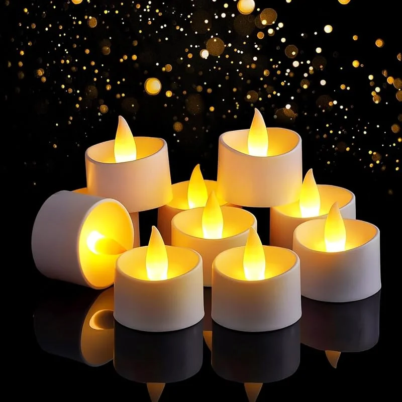 LQTSLFM 12 Piezas Velas LED Efecto Llama Realistas Velas con Pilas Vela LED Larga de 200 Horas para Bodas, Fiestas, Halloween, Navidad, Cumpleaños — Cena a la luz de velas