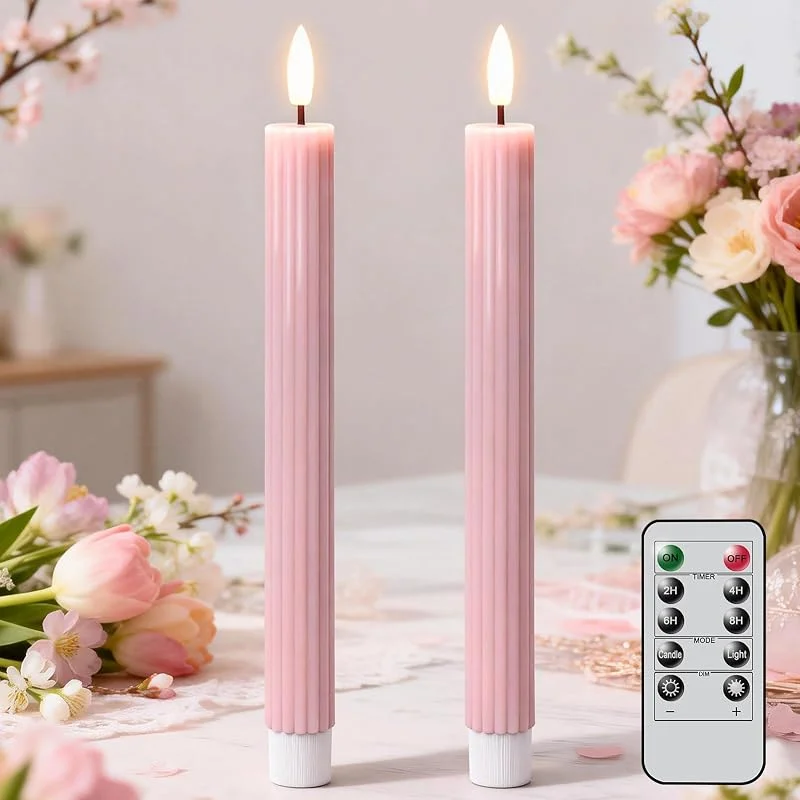 Eldnacele Velas LED con temporizador y mando a distancia, color rosa — Cena a la luz de velas