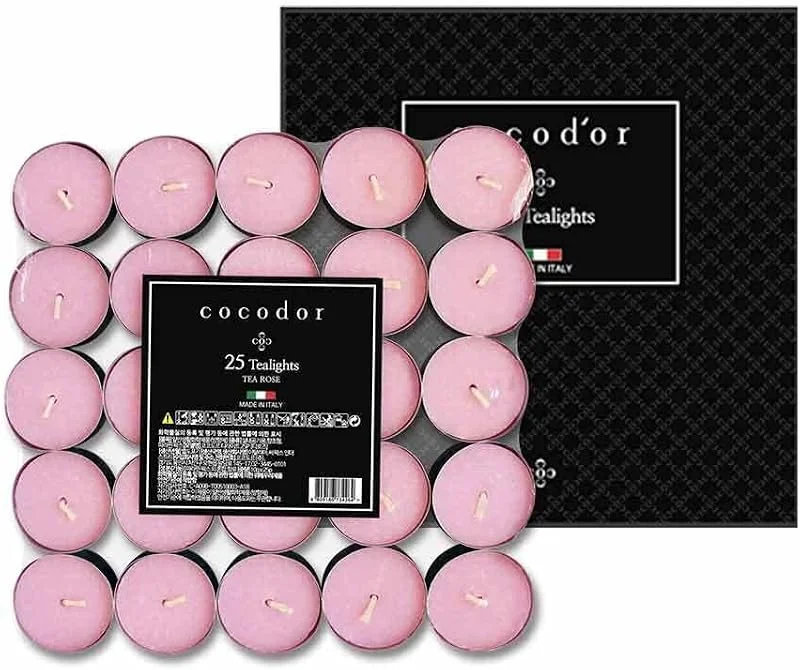 Visita la tienda de Cocod'or COCODOR Velas de té, rosa de té, 100 unidades, tiempo de combustión de 4 a 5 horas, accesorios para el hogar y decoración, aromaterapia, vela, aroma de habitación — Cena a la luz de velas