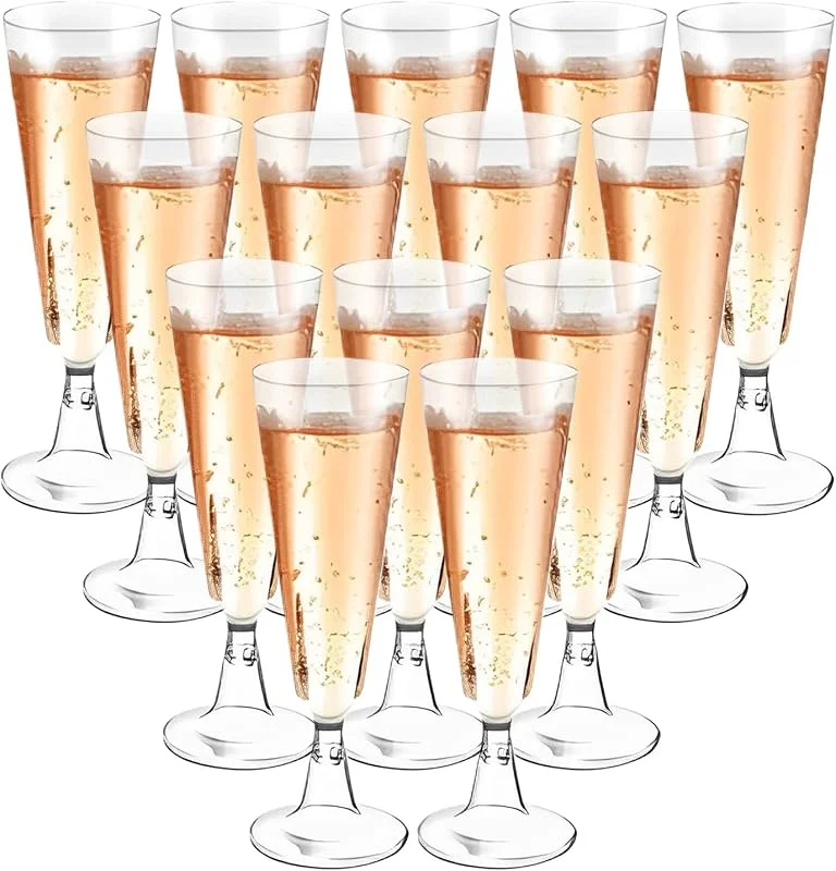 Behiruch 30 Piezas Copas de champán de plástico, 160 mlTransparente Flautas, reutilizables, para bodas, fiestas y picnics, transparentes y duraderas — Vino y mesa festiva