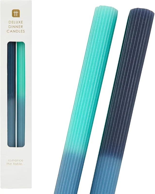 Visita la tienda de Talking Tables Talking Tables Ombre - Velas cónicas sin perfume, azul marino y azul, paquete de 25 cm, océano — Cena a la luz de velas