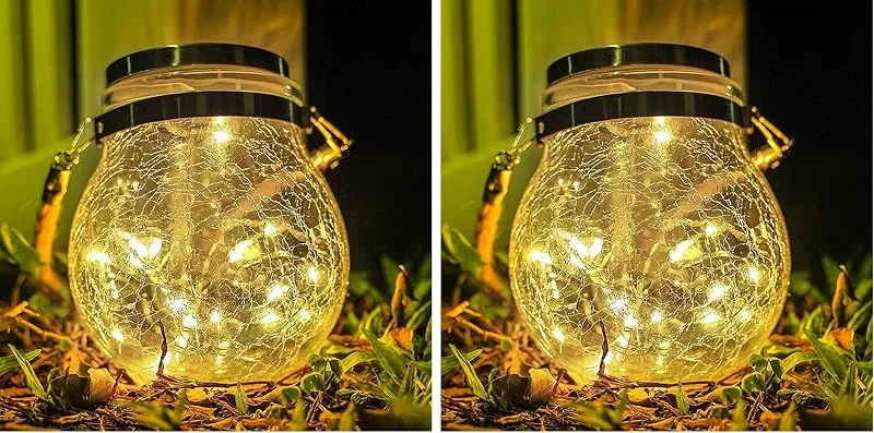Visita la tienda de M Ledme M Ledme - Farolillo Solar Exterior, luz cálida, SphereGlass Linternas Solares de Cristal Craquelado para Jardin, Luz Solar con Soporte Extraíble, Césped, Navidad, 2W, LM8074 (Paquete de 2) — Luces Navidad