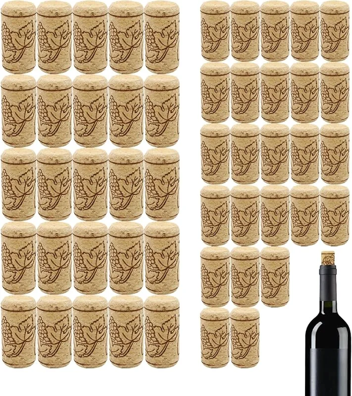 EULAPGOE Vino, corchos Naturales 50 Piezas Corchos de Vino Tapones de Botella Natural de Madera Corcho Reutilizables para Manualidades, Decoración Tapones — Vino y mesa festiva