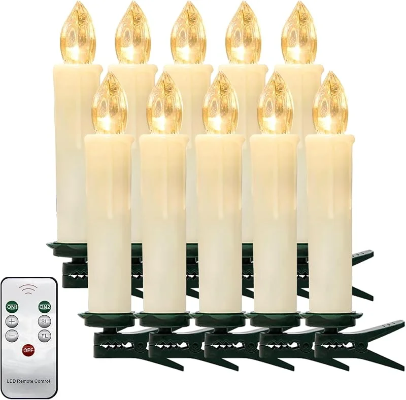 EuroFone Luces de LED Multifuncionales Luces de Navidad Decorar con Control Remoto, Clips, 10pcs, set (Warm white-I7) — Luces Navidad