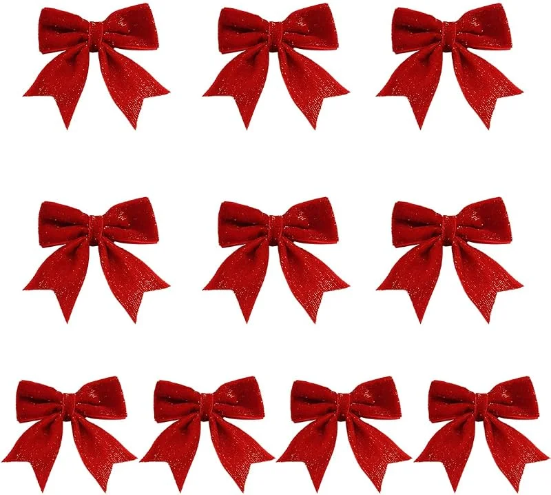 GXGM 10 Lazos, Lazos Rojos, Lazos de Regalo con Purpurina, Lazos de Guirnalda, Lazos Decorativos — Envoltorio regalo