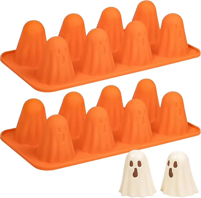 Kamehame Molde de silicona para Halloween, 2 unidades, diseño de fantasma, para chocolate, caramelos, cubitos de hielo — Hogar y cocina