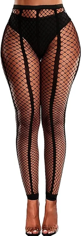 DRESHOW Mujeres Sexy Elástico Medias de Cintura Alta Medias de Rejilla de Calcetines Medias de Malla Pantimedias — Ropa Navidad