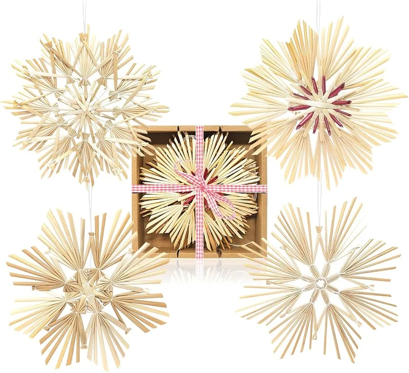 Visita la tienda de com-four COM-FOUR® 4X Estrellas de Paja en un Set de Mezcla, Colgante de Paja — Decoracion Navidad