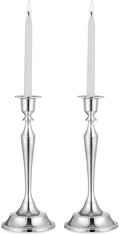 Visita la tienda de Nuptio Nuptio Portavelas para Velas Candelabro 2 Piezas Palos Velas Plata Soportes 24.5cm Altura Titular Vela Cónica para Boda Fiesta Cumpleaños Mesa Centros Mesa Manto Decoración de la Navidad — Adviento y mesa