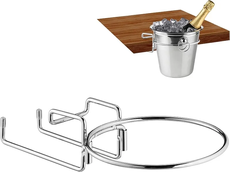 Visita la tienda de Relaxdays Relaxdays Soporte de Mesa para Champanera, Cubo Enfriador Botellas Vino 18 m Ø, Ahorra Espacio, Cava, Hierro, Plateado — Vino y mesa festiva