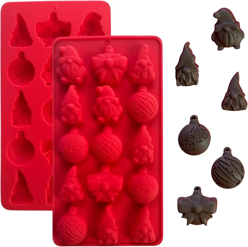 PTaizjjz Molde de chocolate de Navidad, 1 molde de silicona con 15 — Hogar y cocina