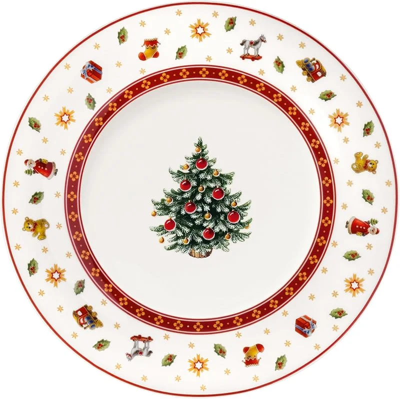 Villeroy & Boch – Toy's Delight Plato de desayuno, postre, vajilla navideña de porcelana premium, motivo juguetón, ideal para combinar y regalar — Adviento y mesa