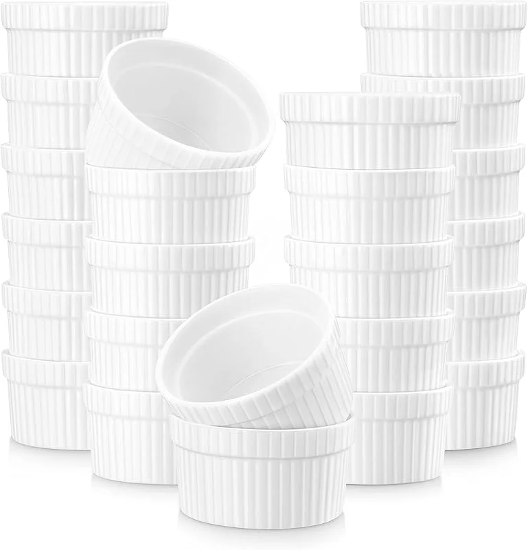 Visita la tienda de MALACASA MALACASA, Series Ramekin dish, 24 Piezas Mini Cuencos y Platos de Postre, Snack, Salsa 2.4"(6 cm) Crema de Cerámica Modelo para Hornear — Hogar y cocina