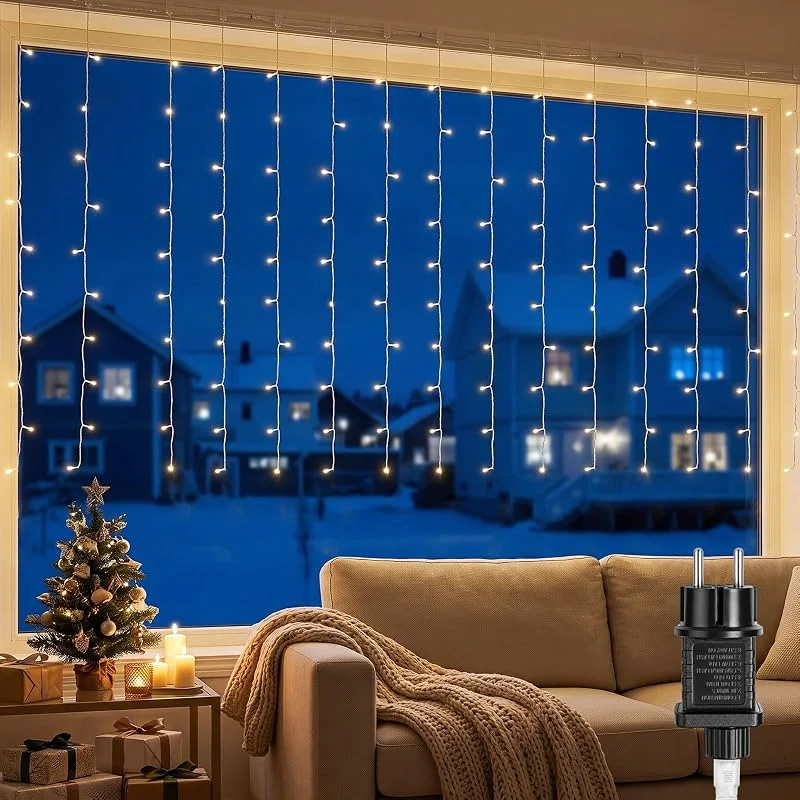 Visita la tienda de Bigzom Cortina de luces Bigzom 3x1m 150 LED blanco cálido — Luces Navidad