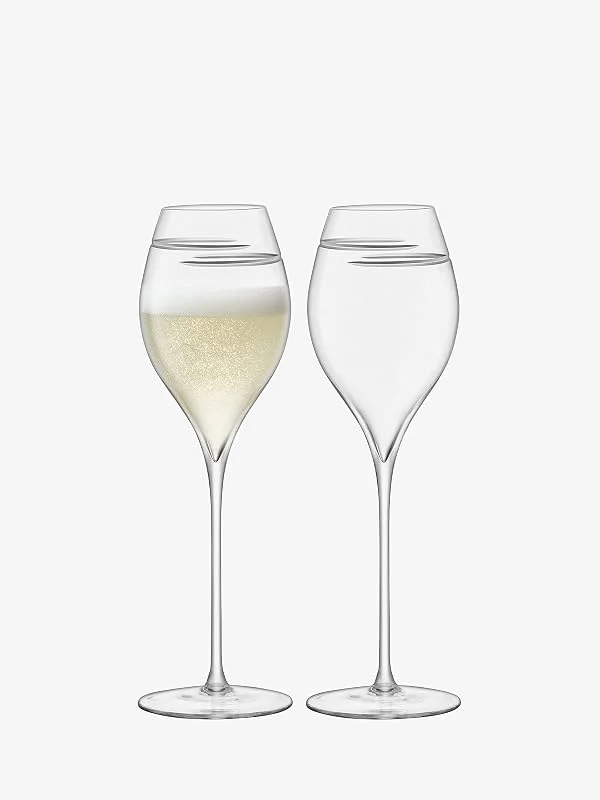 LSA International LSA - Atrás copa champagne tulip, 370ml, transparente, cortada x 2 — Vino y mesa festiva