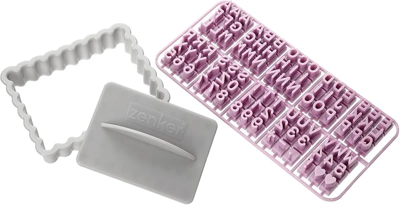 Visita la tienda de Zenker Zenker Cortador de Galletas Rectangular con Molde de Letras, Números y Corazones, Moldes para Galletas Infantiles, Color Gris y Rosa, 10x7, 5 cm, 3 pzas. — Hogar y cocina