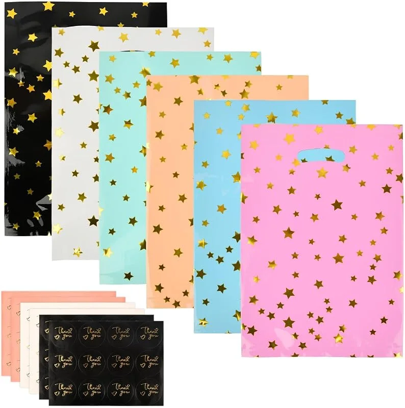 OctBird 60PCS Bolsas de Dulces de Regalo Coloridas, Bolsas Plastico de 6 Colores, para Fiestas de Cumpleaños Bodas, Navidad, obsequios ideales y pequeñas bolsas para envolver regalos — Envoltorio regalo