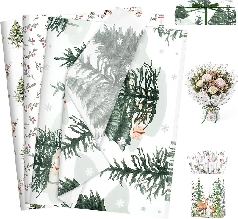 Visita la tienda de Larcenciel Larcenciel Papel de Seda de Regalo Navidad, Papel Seda Verde y Blanco — Envoltorio regalo