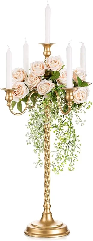 Visita la tienda de Sziqiqi Sziqiqi Candelabro Dorado de Mesa, 5 Brazos, para Velas, 71 cm — Cena a la luz de velas