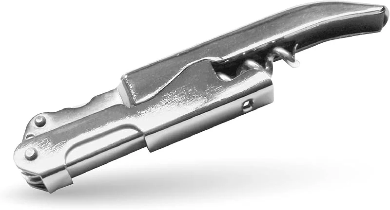Visita la tienda de Fackelmann Fackelmann Doublepull Essential - Sacacorchos de camarero de acero inoxidable con 3 funciones, perfecto para los amantes del vino y la cerveza, color plateado — Vino y mesa festiva