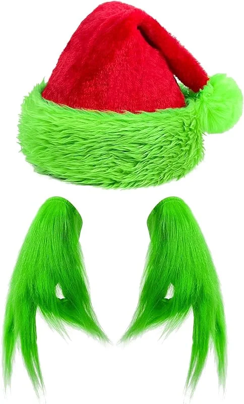 QIZHIQIAMY Gorro Navidad, Gorro Papa Noel Adulto, Gorros Santa Claus con Guantes Navidad Peluche, Guantes de Papá Noel, Accesorios Navideños para Fiestas, Cumpleaños y Cosplay — Ropa Navidad