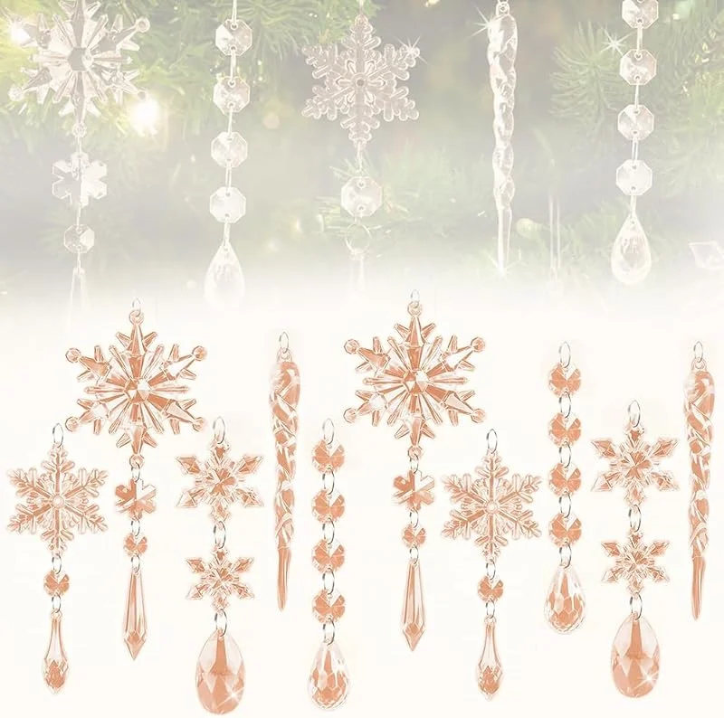 CDLIZW 10 Piezas Adornos de Cristal Decoración de Árbol De Navidad, Copos Carámbano de Nieve Decoracion Arbol de Navidad, Decoraciones de Gota de Carámbano, para Árbol de Navidad — Decoracion Navidad