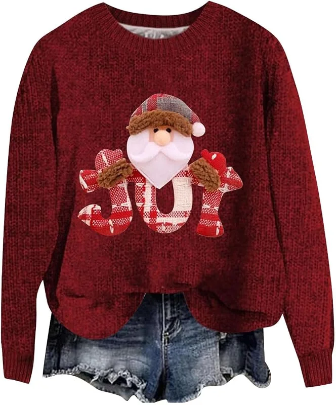 Generic HUIFUAO Sudaderas de Navidad para mujer, suéter de Papá Noel de gran tamaño, manga larga, suéter verde de Navidad para mujer — Ropa Navidad