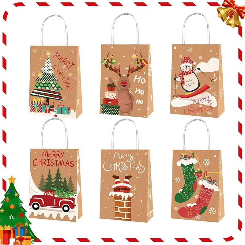 GTDOOCE Bolsas de Regalo Navidad, Bolsas Regalo Navidad, 12 Piezas Bolsas de Navidad, Bolsas papel Navidad, Bolsas Navidad Regalo, Bolsa Regalo Navidad — Envoltorio regalo