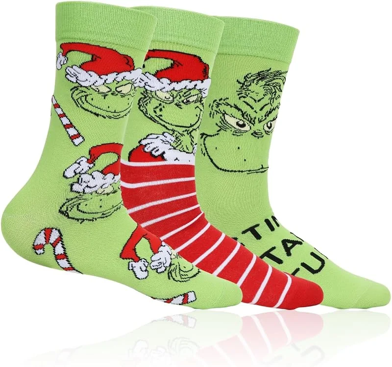 Meleager Calcetines de Navidad，3 Pares calcetines de algodón para hombre y mujer, Calcetines navideños, calcetines navideños novedosos, calcetines tiernos para Navidad — Decoracion Navidad