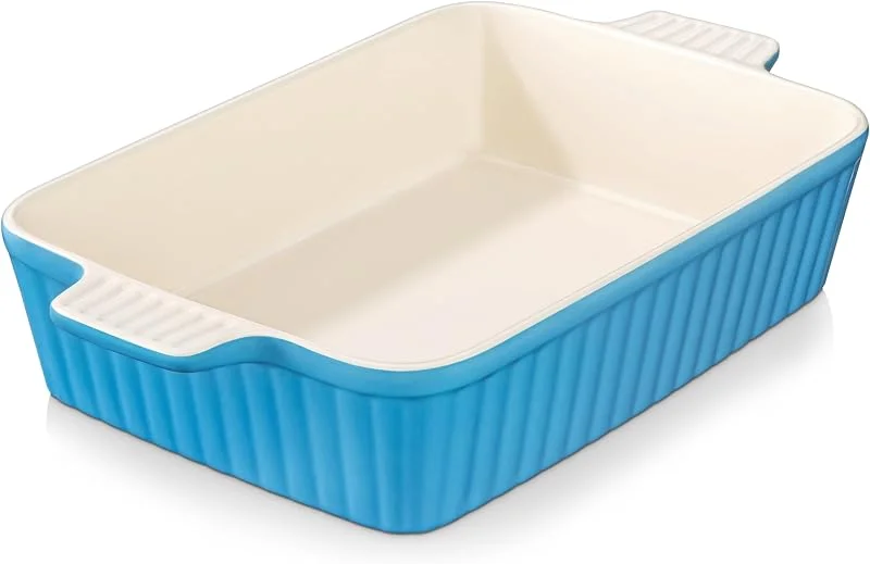 Visita la tienda de MALACASA MALACASA Bandeja Horno Rectangular de Porcelana 4200 ml, Azul — Hogar y cocina