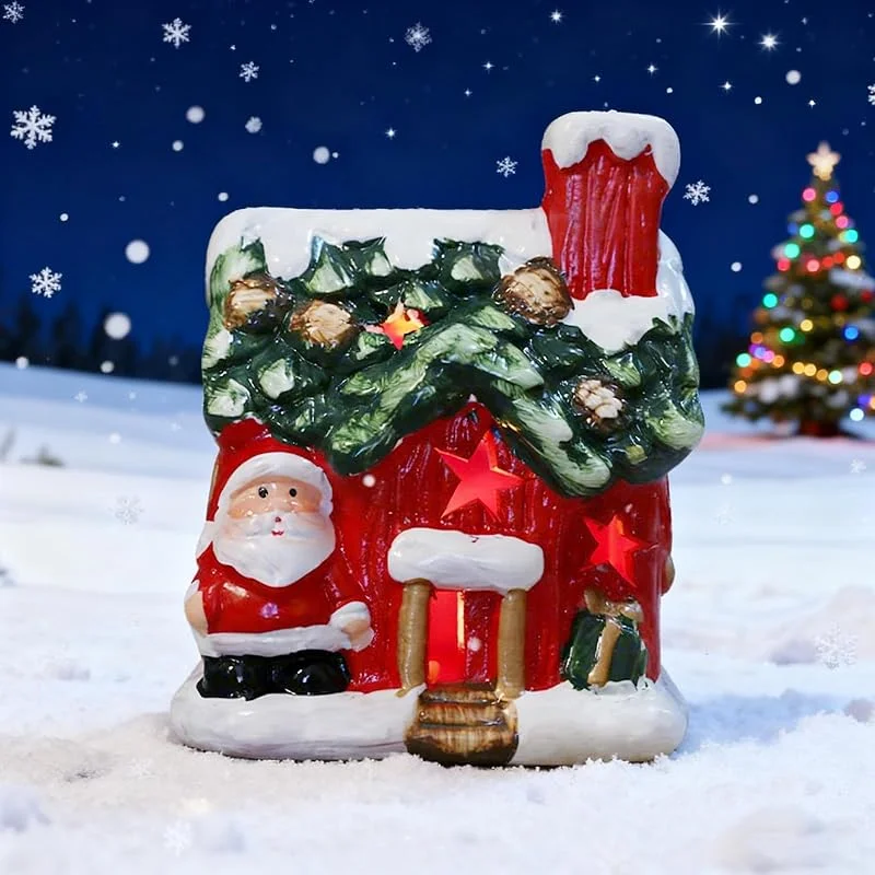 GAROMIA Pueblo Navideño con Iluminación Mini Lámpara Navideña Casa de Luces Casa de Huéspedes Casa Navideña Navidad Pequeña Casa Decoración Navideña Interior Mini Ciudad Navideña Exterior — Decoracion Navidad