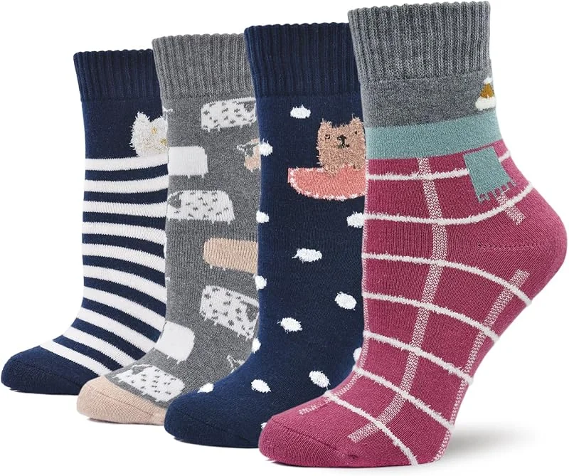 Visita la tienda de Teenloveme Calcetines Termicos Mujer Calcetines Invierno Coloridos, Mujer Calientes Calcetines de Algodon Gruesa, Mujer Calcetines de Animales Lindos, 4 pares — Decoracion Navidad