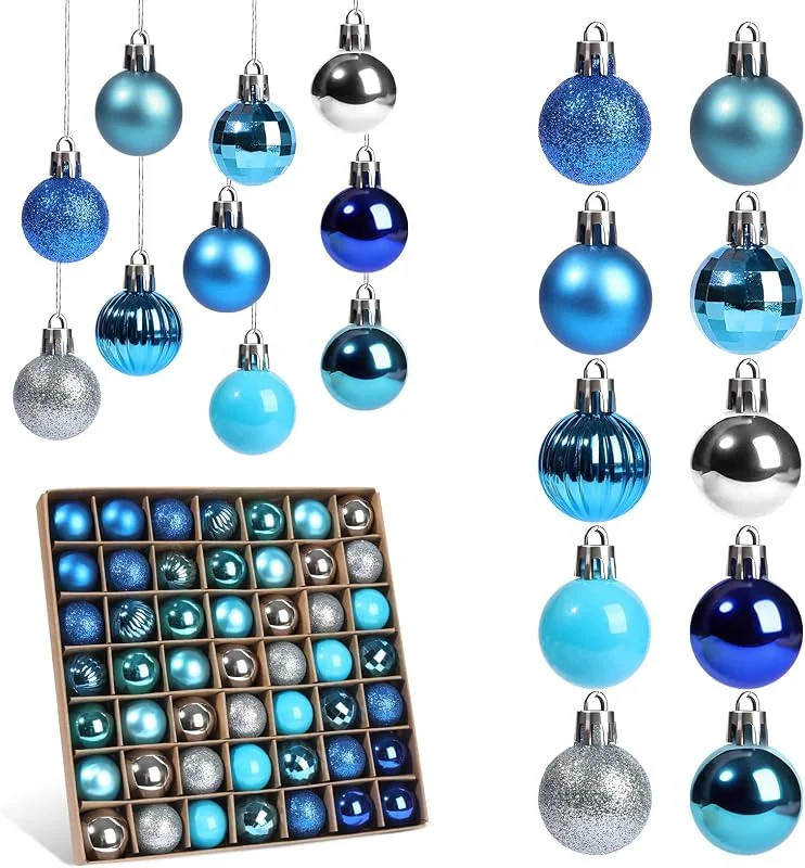 XiLayNeen 49 Piezas Bolas Arbol de Navidad Set, 3CM Mini Bolas de Navidad Plástico, Irrompibles Decoracion Arbol Bola para Christmas Tree Decorations Interior y Exterior — Decoracion Navidad